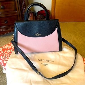 Kate Spade Pink/Black Cobblestone Leather Satchel - LIKE NEW